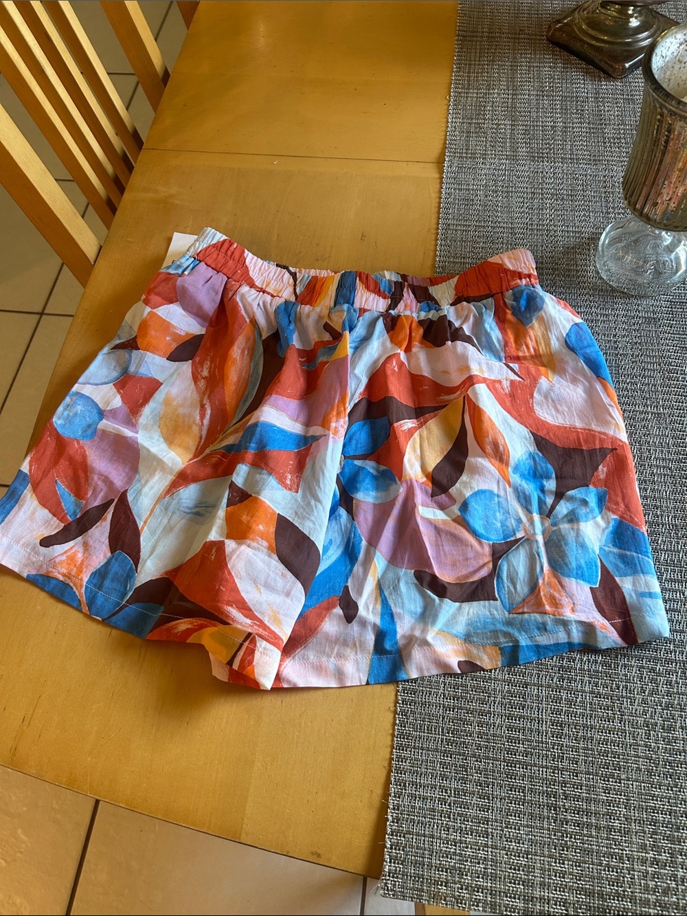 Forever 21 Multicolor Abstract Floral Elastic Waist Shorts